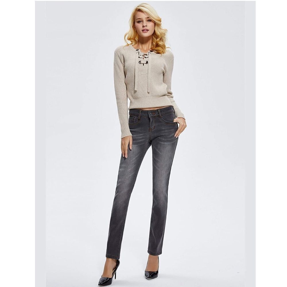 Camii Mia Womens Fleece Lined Jeans Winter Warm Pants Slim Fit Jeggings